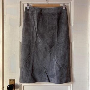 New Frontier vintage a-line gray suede midi skirt sz4 NWT